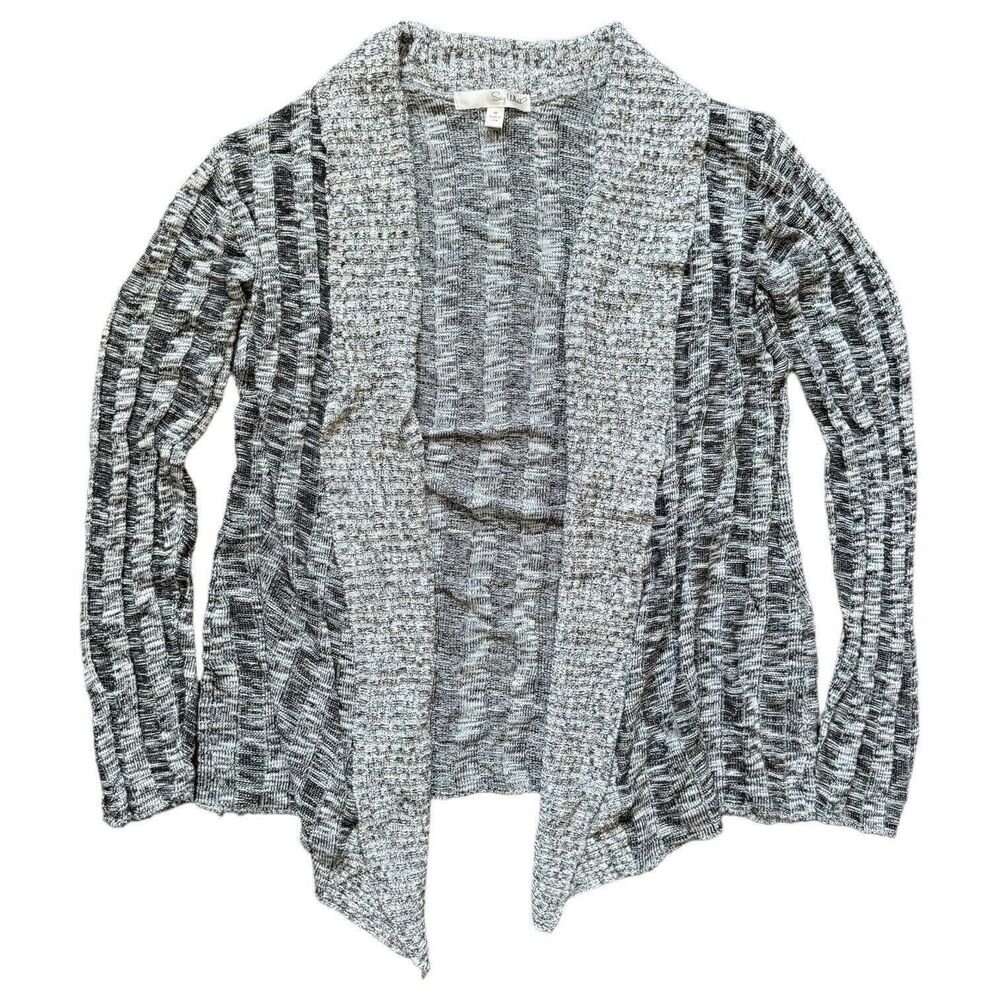 Say What? Cardigan Sweater Womens M Gray Knit Open Front Long Sleeve Medium Top